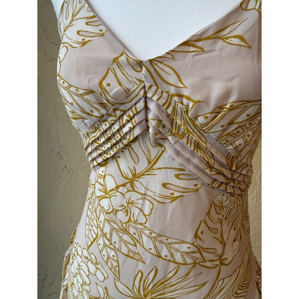 Forever 21 Tropical Leaf Cami Top Dress Small Taupe Fit & Flare Y2K Summer NWT - Picture 3 of 11